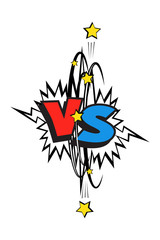 Comic book blue and red versus logo. Vector VS icon.