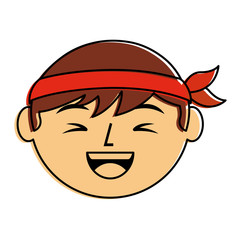 cartoon face laughing chinese man vector illustration 