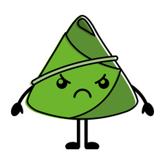 kawaii angry rice dumpling cartoon vector illustration 