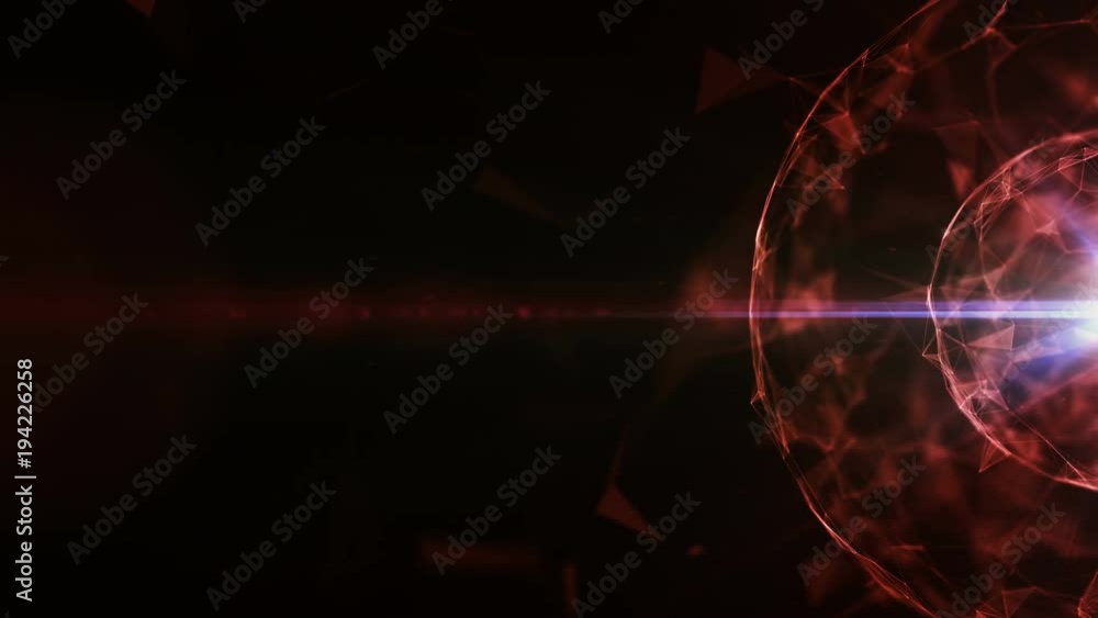 Poster 3d abstract technology over intersections and particles. network of lines with sphere shape. lens fl