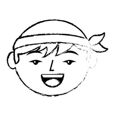 cartoon face cartoon happy chinese man vector illustration   sketch style design