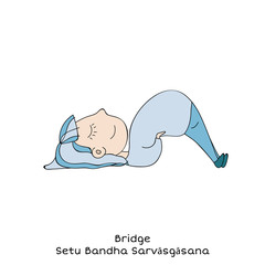 Kid yoga pose. bridge 