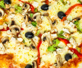 Vegetarian Pizza Background, top view