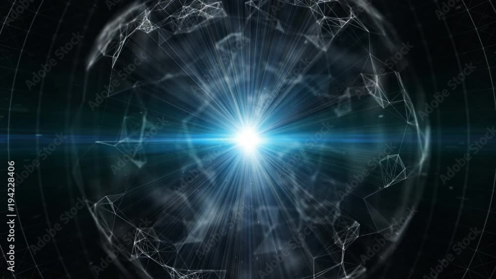 Poster 3d abstract technology over intersections and particles. network of lines with sphere shape. lens fl