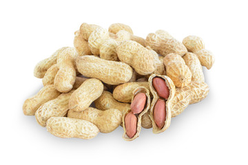 Dried Peanuts isolated on white background. This has clipping path.