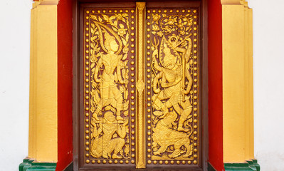 Wood windows carving and painted of  temple