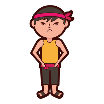 angry cartoon chinese man standing vector illustration 