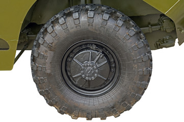 Russian BRDM wheel on white