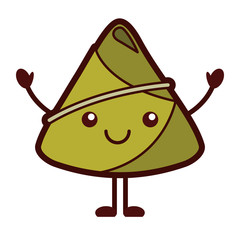 kawaii happy rice dumpling cartoon vector illustration 