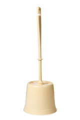Plastic toilet brush on white background
