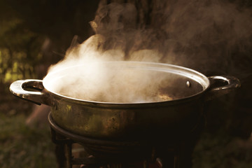 Vapors from boiling water.