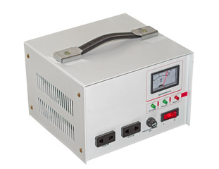modern voltage stabilizer on a white