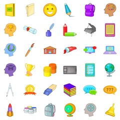 Interactive access icons set, cartoon style