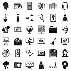 Online seminar icons set, simple style