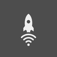 High speed wi fi flat vector icon. Rocket flat vector icon. Wifi flat vector icon