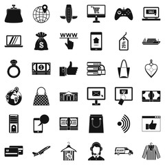 Online dialog icons set, simple style