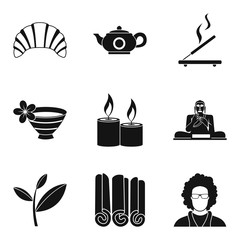 Tearoom icons set, simple style