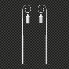 Street light. Road lamp. Element of the equipment on a transparent background. Vector illustration. It is easy to change the color of objects.