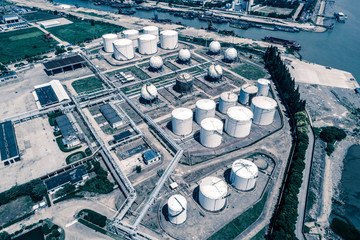 Oil Silos At Petroleum Refinery