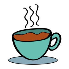 hot coffee cup with dish beverage vector illustration