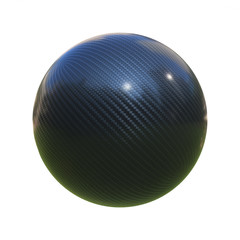 Carbon fiber sphere isolated on white background 3d rendering