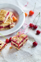 cherry cake on the table