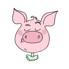 The cute pig has an arroganced expression