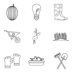 Fatherland icons set, outline style