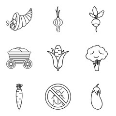 Native home icons set, outline style