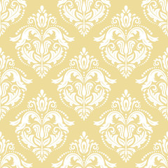 Classic seamless vector white pattern. Damask orient ornament. Classic vintage background
