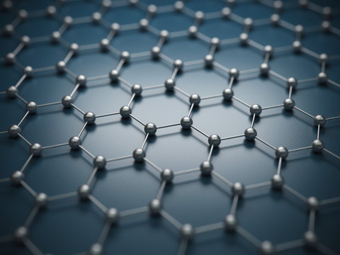 raphene molecular grid, graphene atomic structure concept, hexagonal geometric form, nanotechnology background 3d rendering