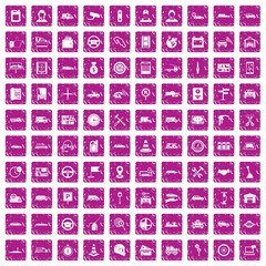 100 auto icons set grunge pink