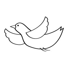 Obraz premium cute bird cartoon flying waving vector illustration outline design