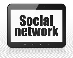 Social network concept: Tablet Pc Computer with black text Social Network on display, 3D rendering