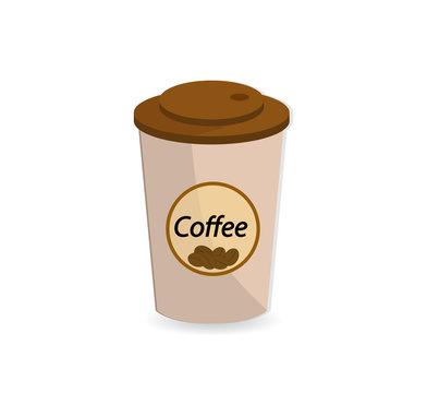 A paper  cap (container) with hot coffee. Icon. 