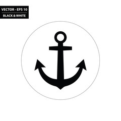 Ship anchor black and white flat icon. Vector Illustration.