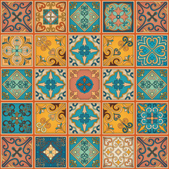 Modèle sans couture avec des carreaux portugais de style talavera. Azulejo, ornements marocains, mexicains.