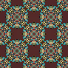 Ornate floral seamless texture, endless pattern with vintage mandala elements.