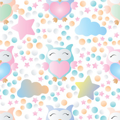 seamless pattern with owls