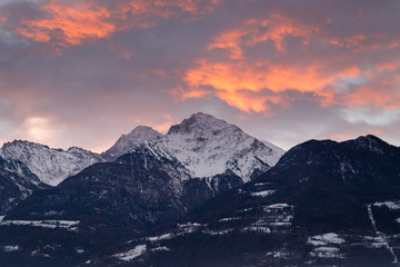Fototapeta na wymiar Sunrise in Aosta
