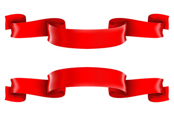 Red shiny 3d ribbon scrolls