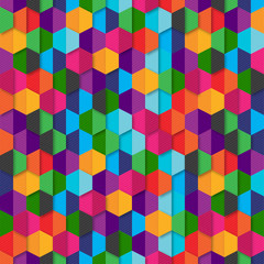 3D Hexagon Pattern Colorful	
