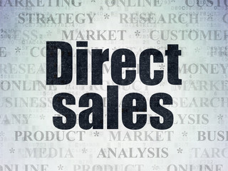 Marketing concept: Painted black text Direct Sales on Digital Data Paper background with   Tag Cloud