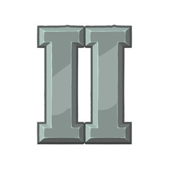 Roman numerals made from rock. Ancient stone carved numbers. Old roman antique alphabet number. Vector flat illustration isolated on white background. Number two.
