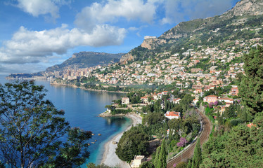 Fototapeta na wymiar Blick auf Monaco an der Französischen Riviera,Cote d`Azur,Frankreich