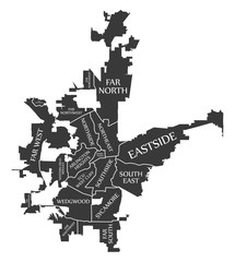 Fort Worth Texas city map USA labelled black illustration