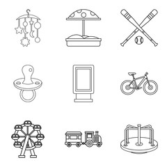 Bauble for children icons set, outline style