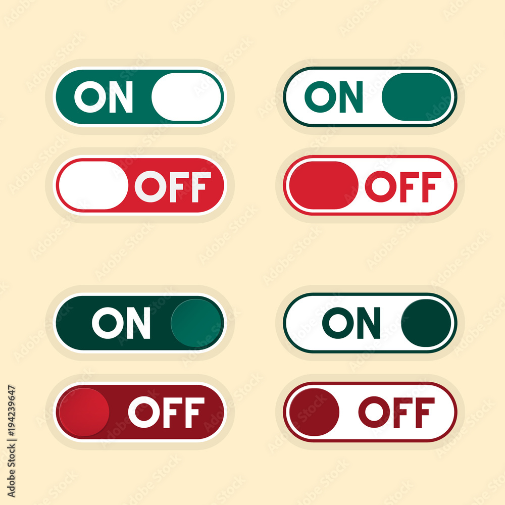 Poster on and off buttons set. vector icons.