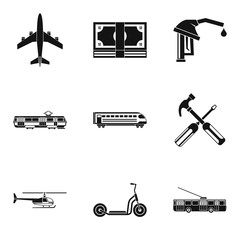 New vehicles icons set, simple style