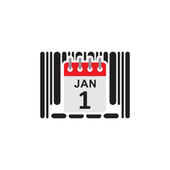 Calendar Barcode Logo Icon Design